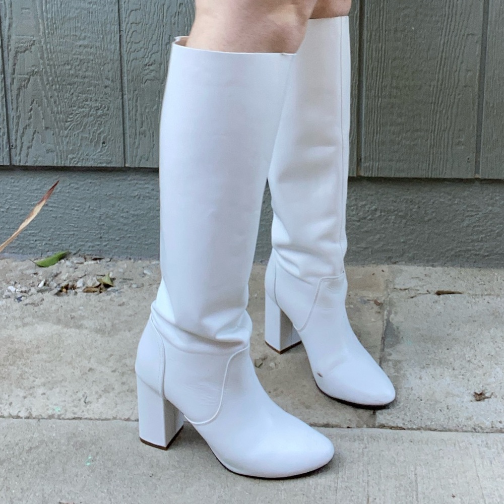 Steve Madden Real Leather White Gogo Like Boots